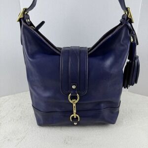 Coach Legacy Duffle Leather Purple Shoulder Crossbody Handbag 23420 Tassels
